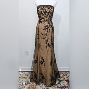 Vtg Ignite Evenings Y2K Whimsigoth Prom Dress Maxi Gown 16 Corset Floral Velvet